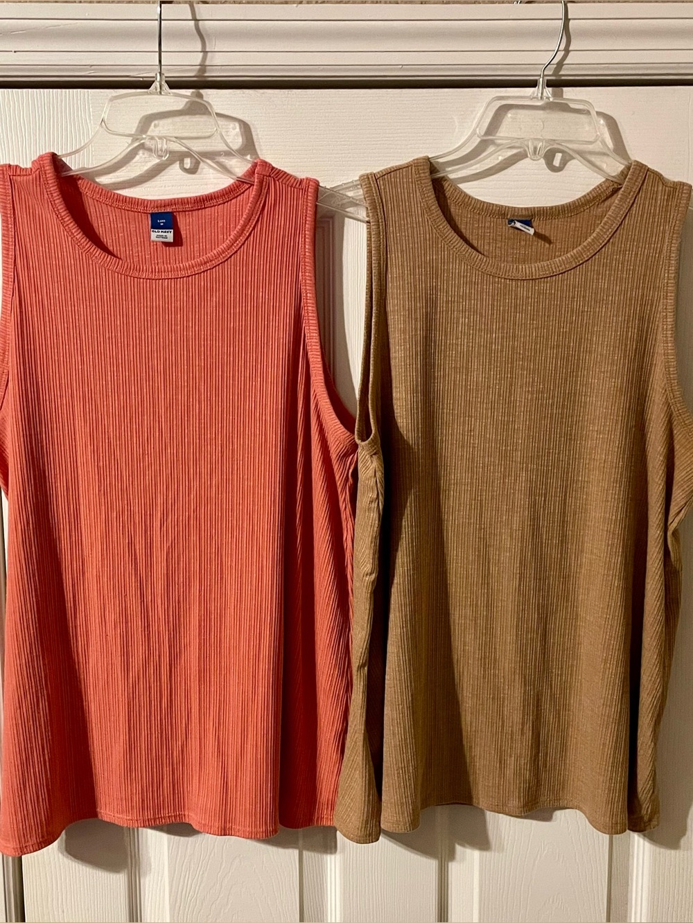 Old Navy Luxe Ribbed Tank Top Duo - Coral and Brown